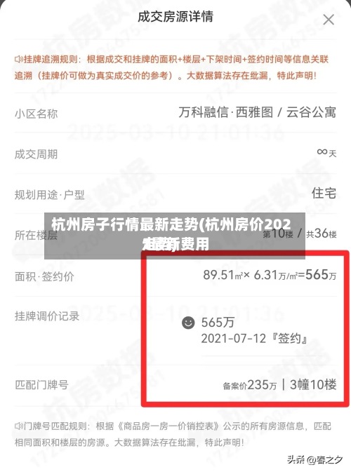 杭州房子行情最新走势(杭州房价2021最新费用走势)