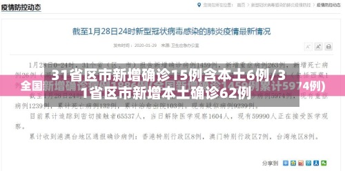 31省区市新增确诊15例含本土6例/31省区市新增本土确诊62例