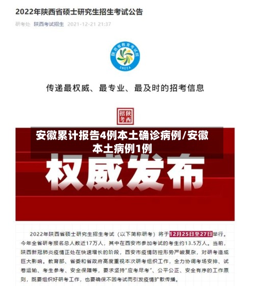 安徽累计报告4例本土确诊病例/安徽本土病例1例