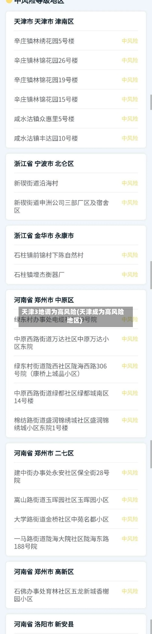 天津3地调为高风险(天津成为高风险地区)