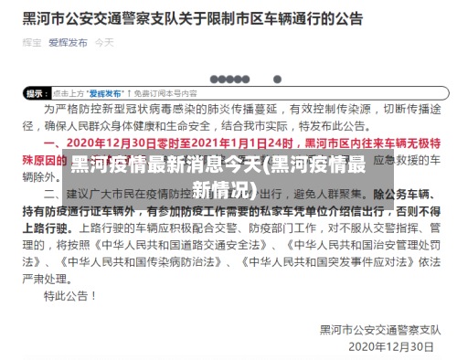 黑河疫情最新消息今天(黑河疫情最新情况)