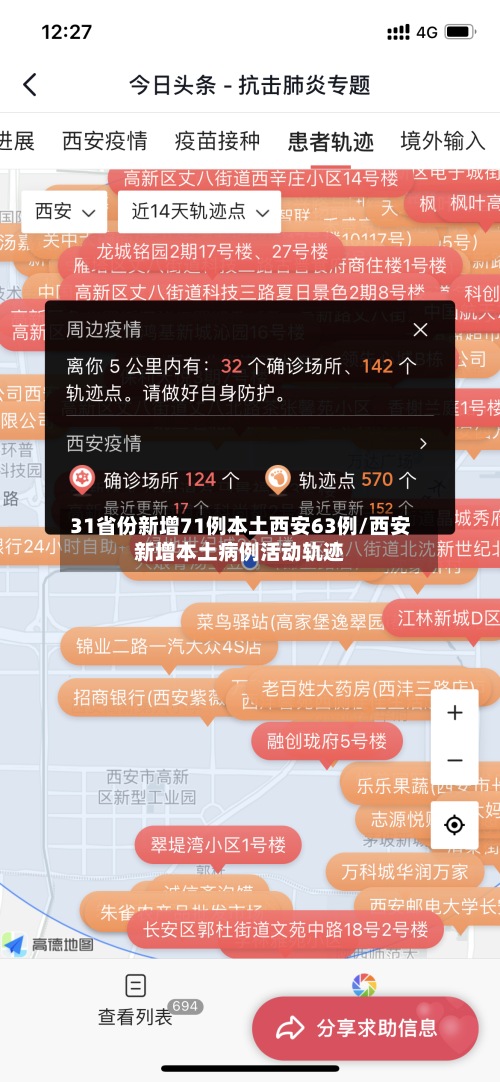 31省份新增71例本土西安63例/西安新增本土病例活动轨迹